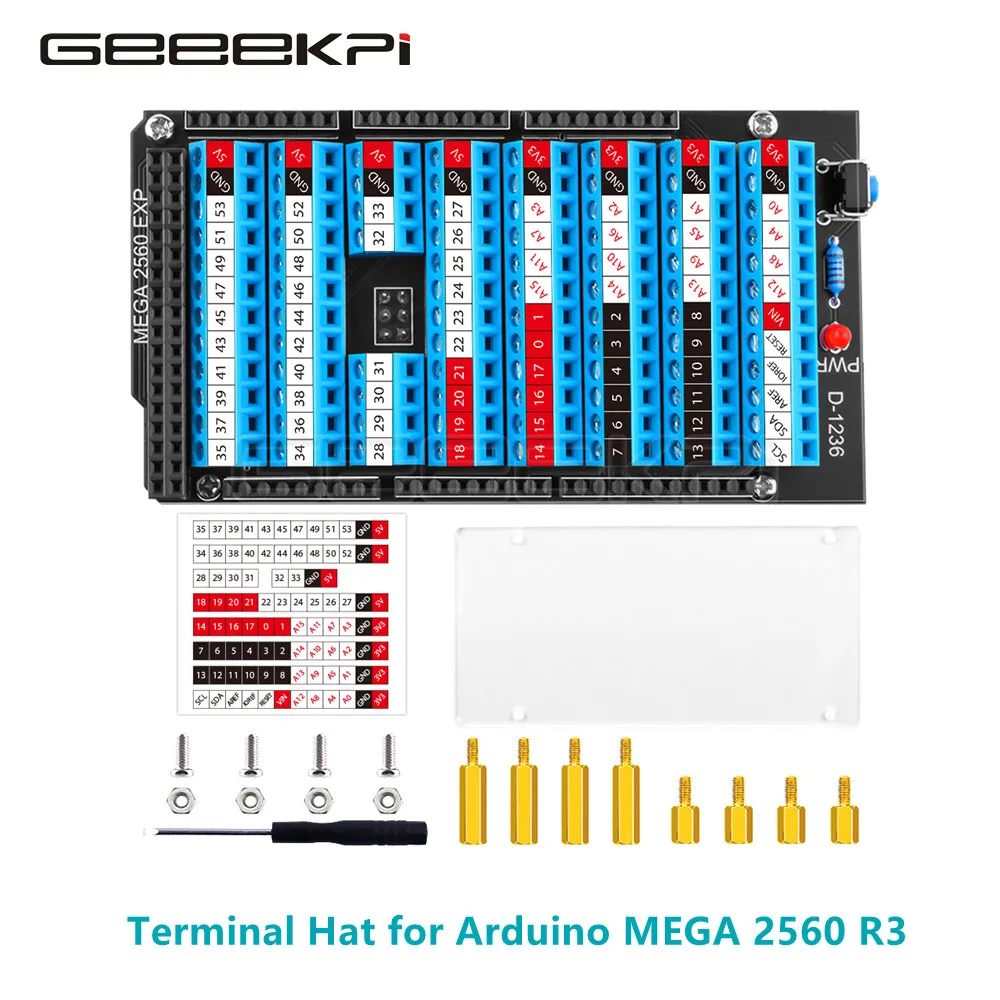 Arduino Hat for Arduino MEGA 2560 R3 Teminal Hat Reset Button and LED Indicator Acrylic Protection Panel