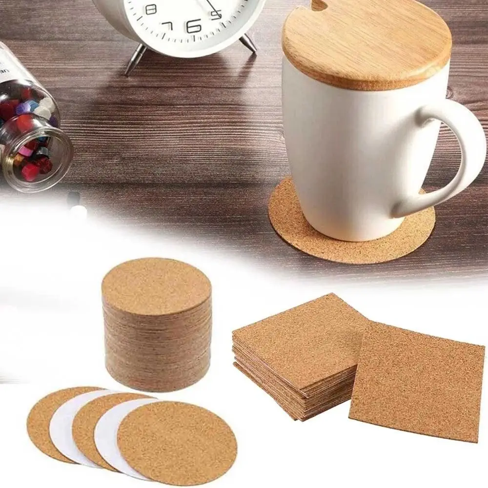 Cork Coaster Square Circular Anti Slip Insulated Dining Table Mat Wooden Heat-insulating Kitchen Water Absorbing Mat