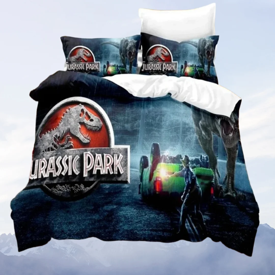 Пододеяльник с изображением динозавра, размер короля, королева, мир Юрского периода, тематический комплект постельного белья для детей и мальчиков, пододеяльник из полиэстера с древними животными