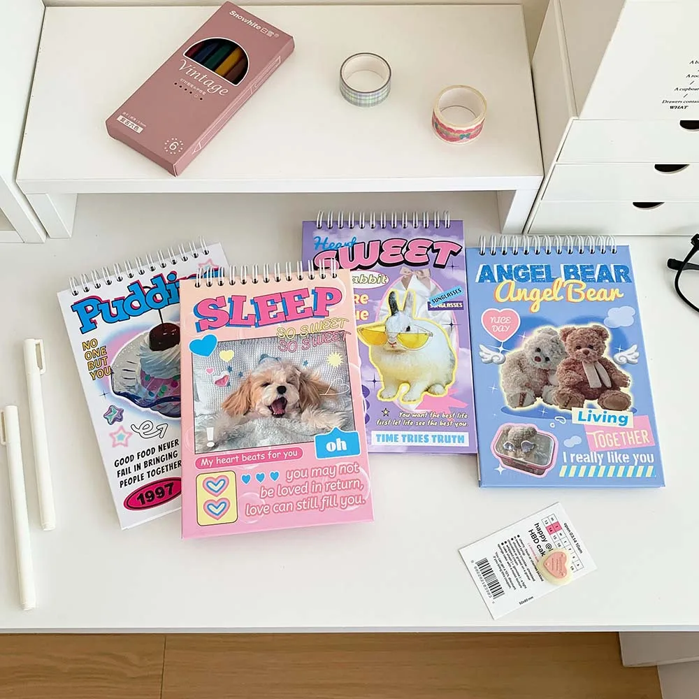 Stationery Cartoon Coil Notebook Business Memos Rollover Mini Notepad 60 Inner Pages Paper Pocket Planner Girls Boys