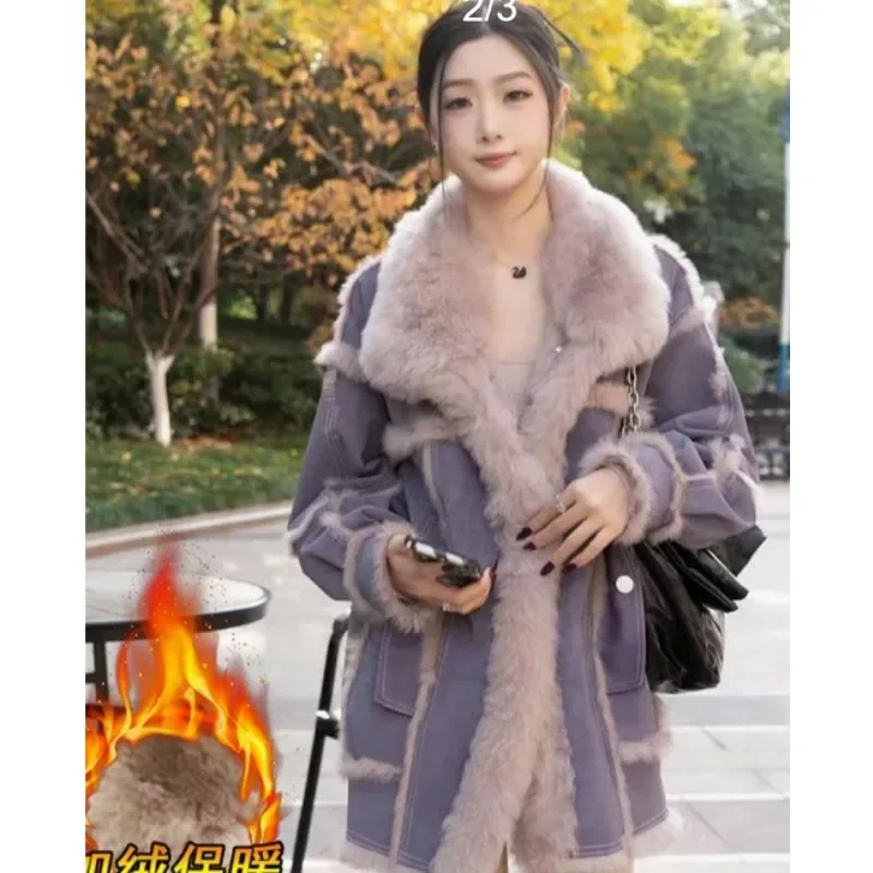 Autumn Winter New Women Faux Mink Fur Jacket Leopard Print Thicken Warm Casual Short Outwear Fashion Pink Collar Long Sleeve