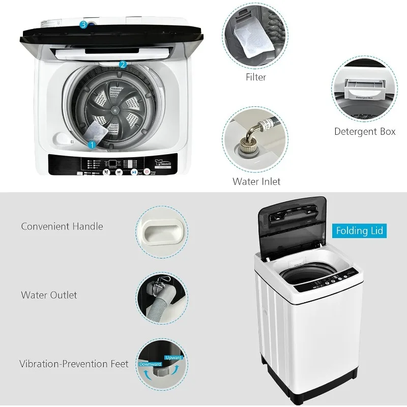 Giantex Full Automatic Washing Machine, 2 in 1 Portable Laundry Washer 1.5Cu.Ft 11lbs Capacity Washer