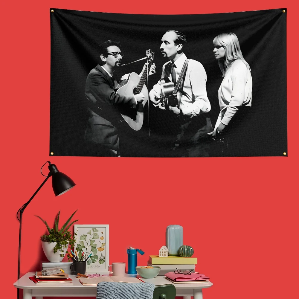 Peter, Paul and Mary Folk Music Flag 3x5 FT 90x150cm Polyester Decorative Banner Tapestry For Music Fans Bedroom Wall Decoration