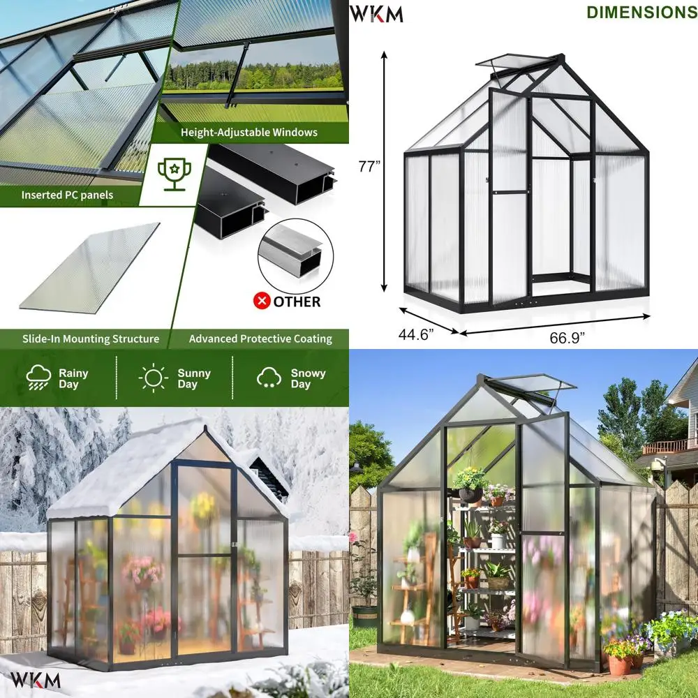 

Теплица из поликарбоната 4x6 метров с окнами и вентиляцией для садоводства на заднем дворе