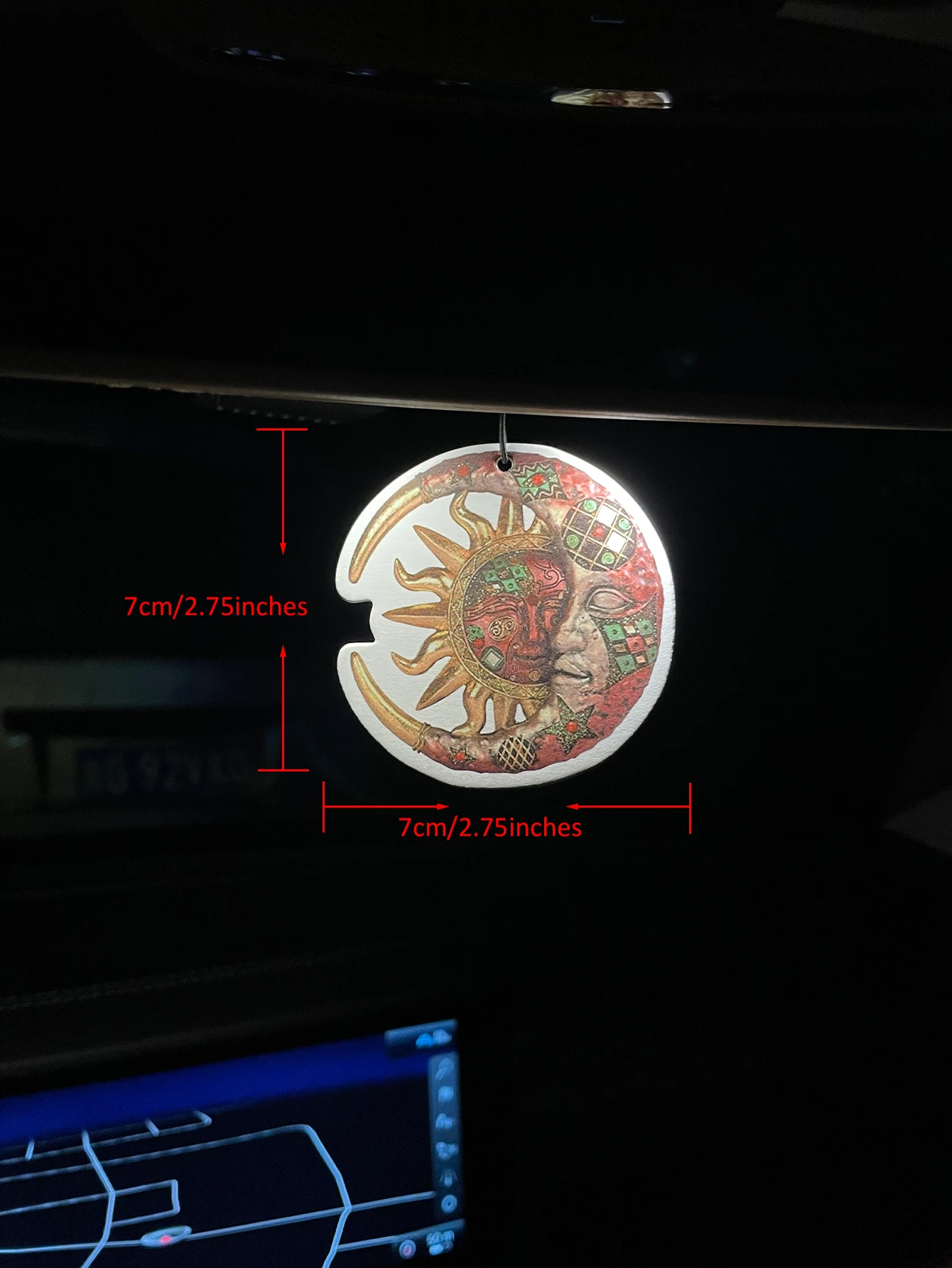 Vintage Sun and Moon Face Art Hanging Car Air Freshener, Natural Plant Extract Fragrance, Alcohol-Free, Non-Toxic, Heat Resistan