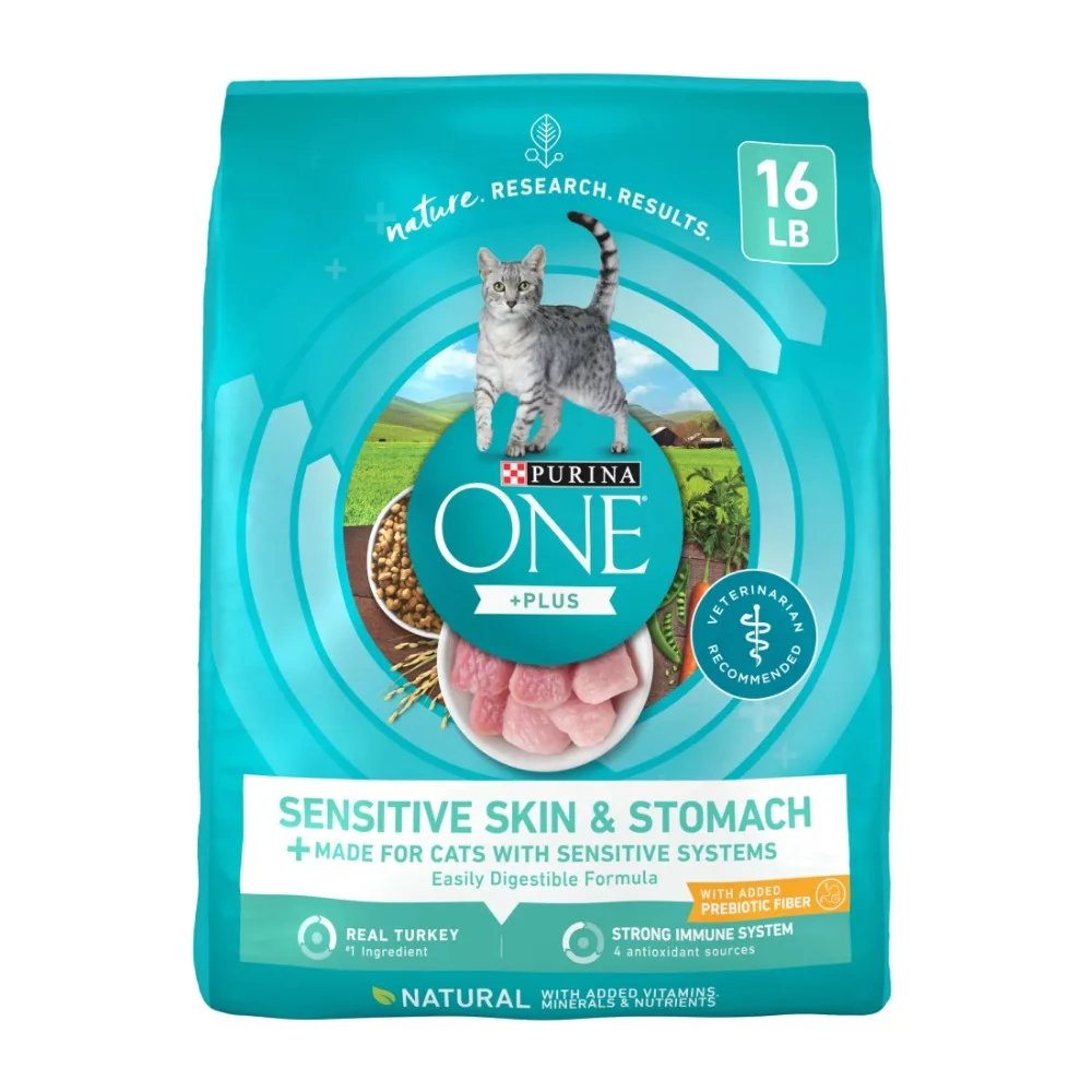 

Plus, Sensitive Skin & Stomach, Dry Cat Food, Turkey, 16 lb Bag