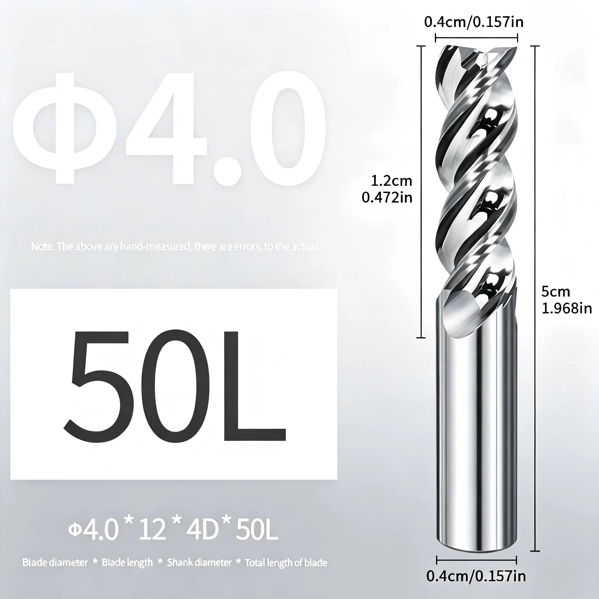 62HRC Long Shank U-Groove 3 Blade Mirror Coated End Mill Smooth Chip Removal for Aluminum CNC