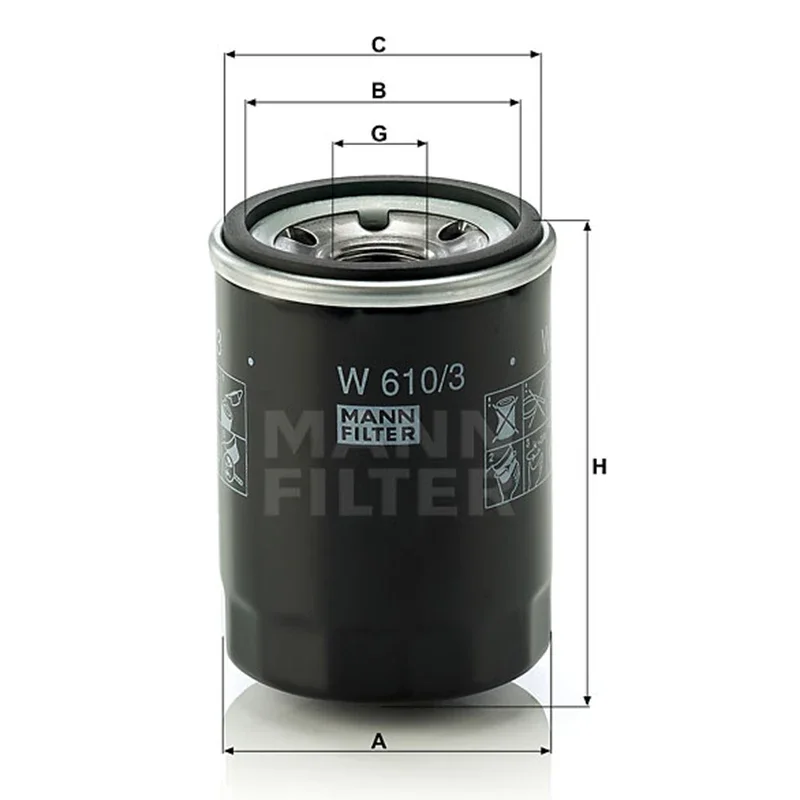 MANNFILTER W610/3 Oil Filter Fits HAVAL H6 MITSUBISHI Pajero HONDA PEUGEOT 4008 BYD F3 KIA CITROEN MD135737 OJE1514302