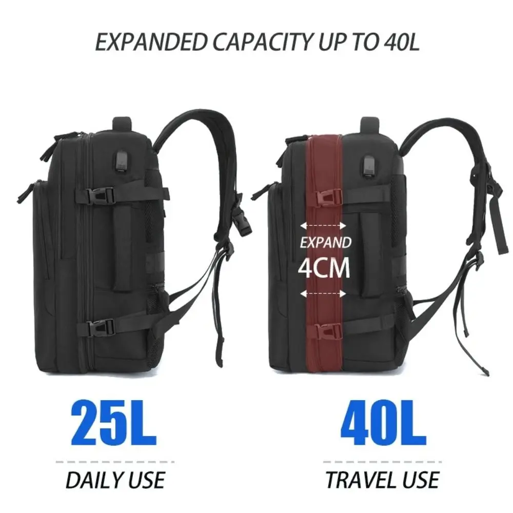 New Polyester Fiber Expandable Travel Backpack Large Capacity Waterproof Business Backpack Multi-purpose Traveling Bag Men