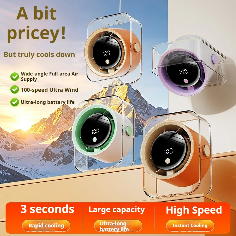 AI Semiconductor Refrigeration Desktop Bladeless Fan，supports three installation modes: desktop, wall-mounted and hanging.