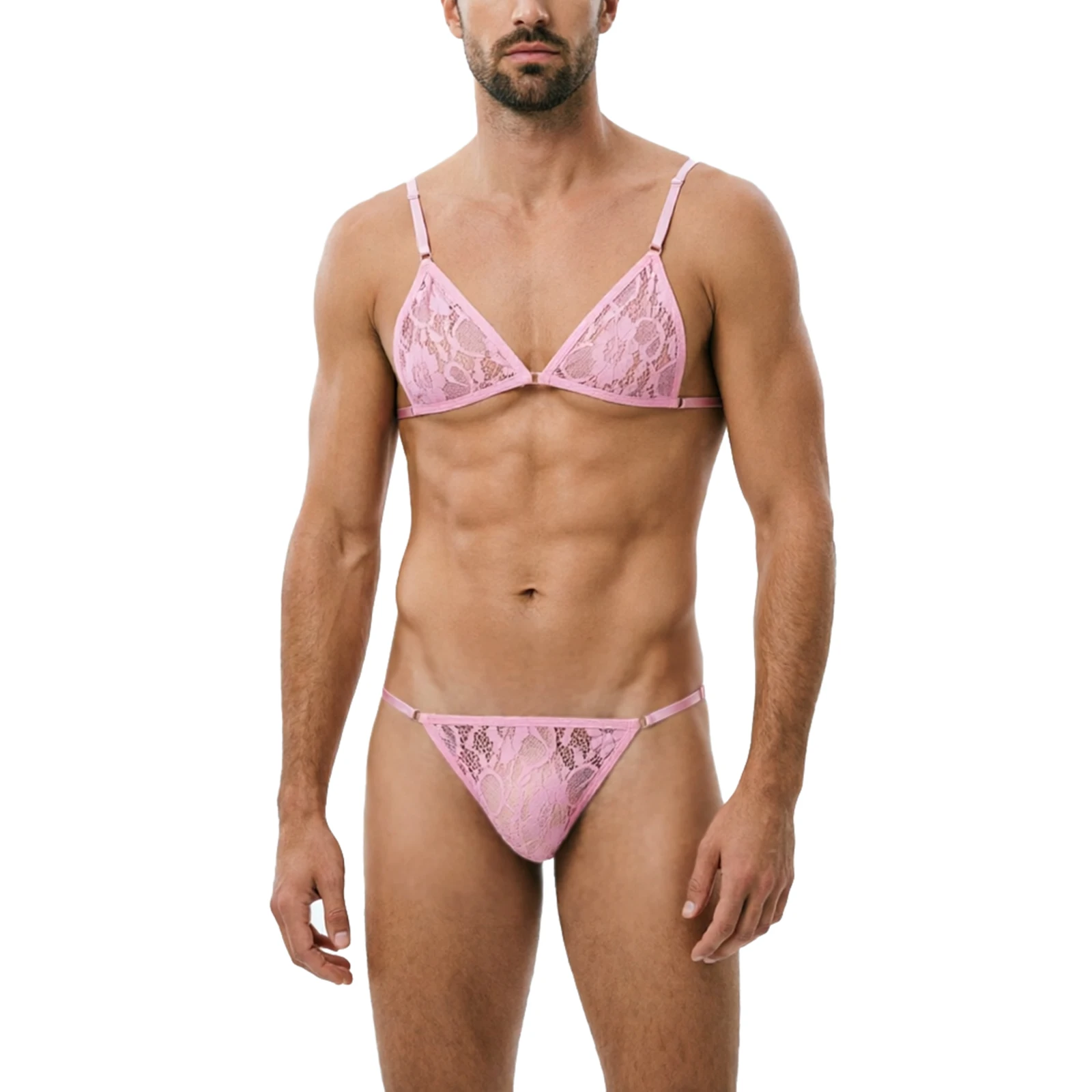 Men's Sexy Bra Underwear Sets Men Belt Lace Lingerie BDSM Chest Strap Sex Lingerie Sissy Outfit Men Crop Top