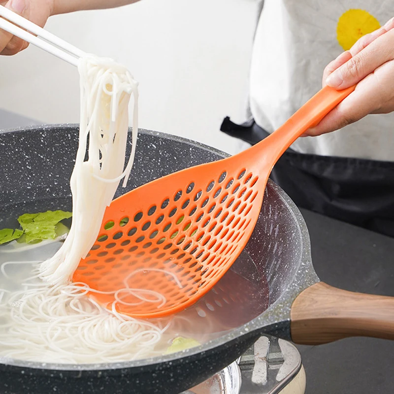 Japanese-style Colander Nylon Long Handle Round Mesh Spoon Loo Noodle Dumpling Anti-scalding Spoon Household Large Colander