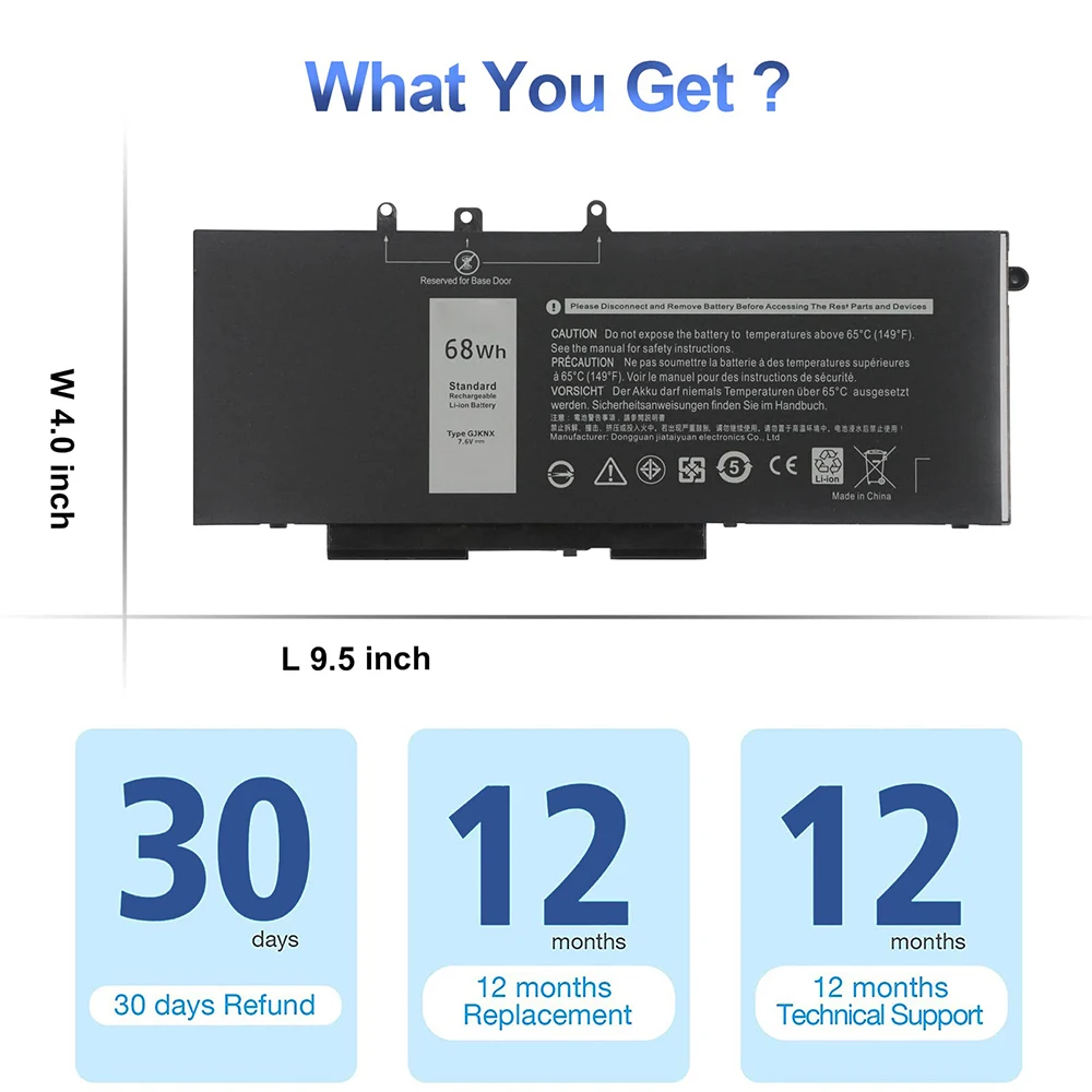 GJKNX Laptop Battery for Dell Latitude 5280 5288 5290 E5480 E5580 E5490 E5491 E5590 E5591 5480 5488 5490 Precision 15 3520 M3530