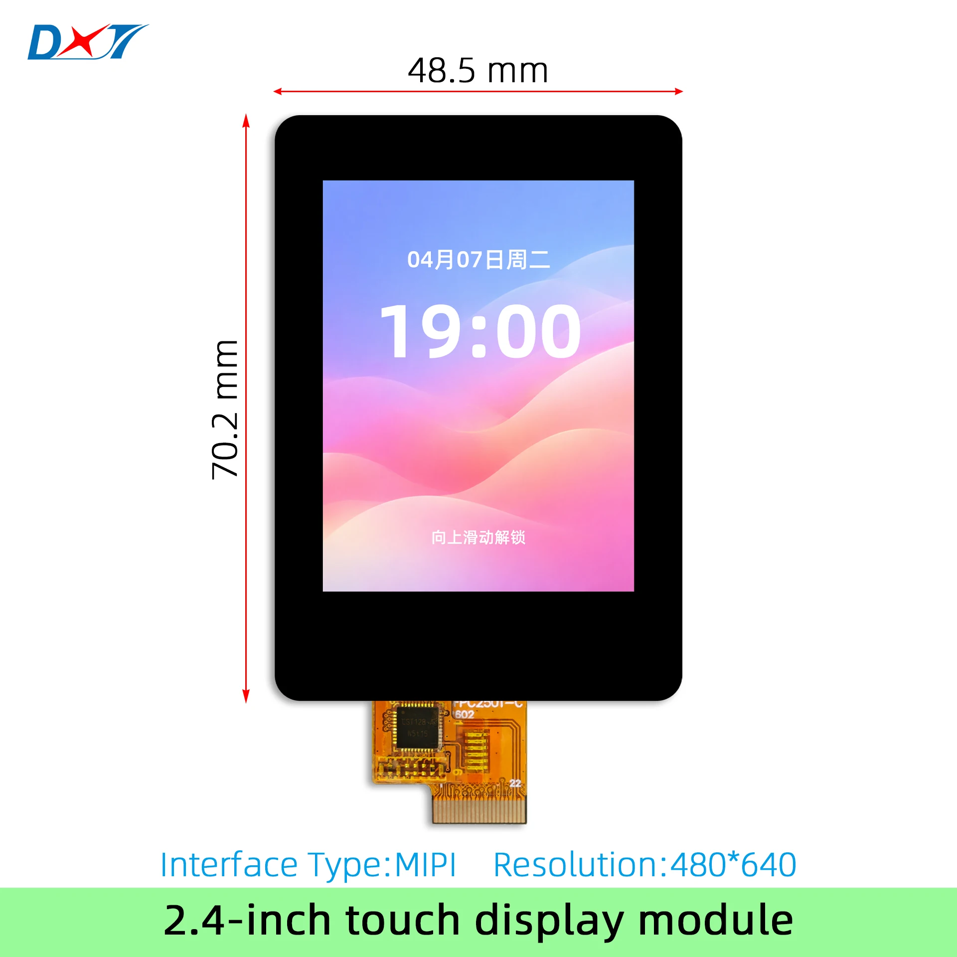 

2.4-inch touch display module, MIPI interface, 480*640 resolution, ST7701, suitable for electronic product development.