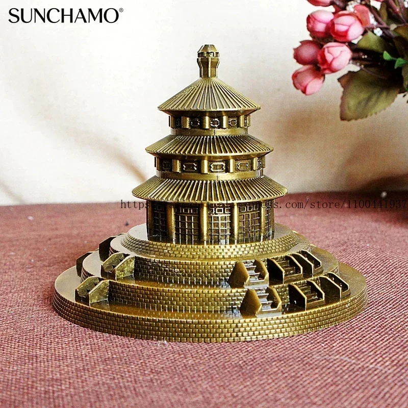 الإبداعية معدن سبائك الزنك الحرفية الحلي معبد السماء السياحية تذكارية ديكور المنزل النمط المعماري 15x15x12 سنتيمتر 1 قطعة #5