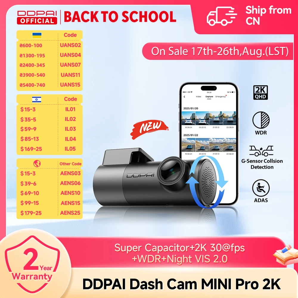 Neue DDPAI MINIPro 2K Front-Autokamera DVR WDR Superkondensator ADAS WLAN Nachtsicht Parküberwachung Videorekorder Kamera