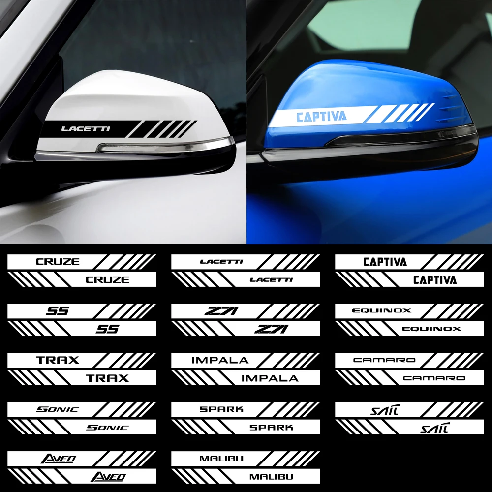 2PCS Car Rearview Mirror Sticker Auto Badge Decoration Decal For Chevrolet Cruze Lacetti Captiva SS Z71 Equinox Trax Sonic Spar