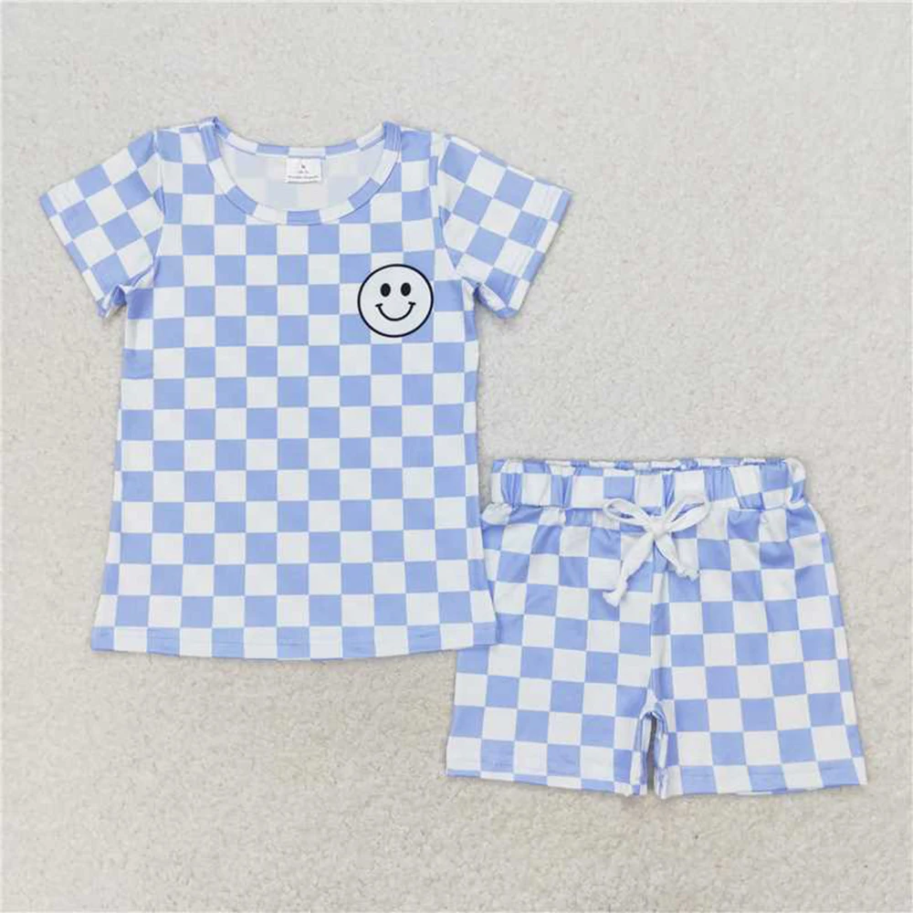 

Baby Boys Short Sleeve Blue Smile Top Shorts Clothes Sets
