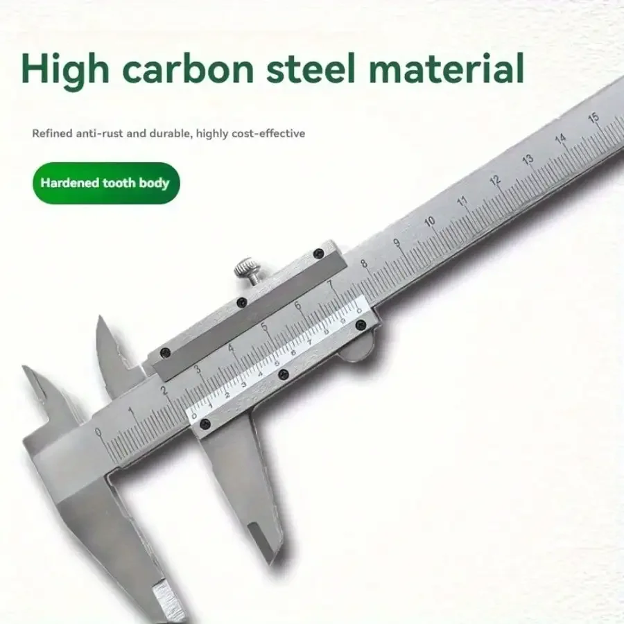 1 iron vernier caliper, high precision 0.02 mm /0.001 inch, manual slip gauge, durable and accurate engineering tool, no battery