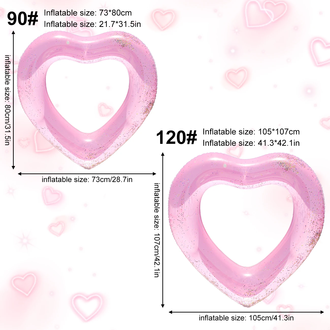 Flotteur de piscine scintillant en forme de cœur (bleu/rose), flotteur adulte haut de gamme pour les fêtes océaniques, idée cadeau d'été ultime, 1 pièce