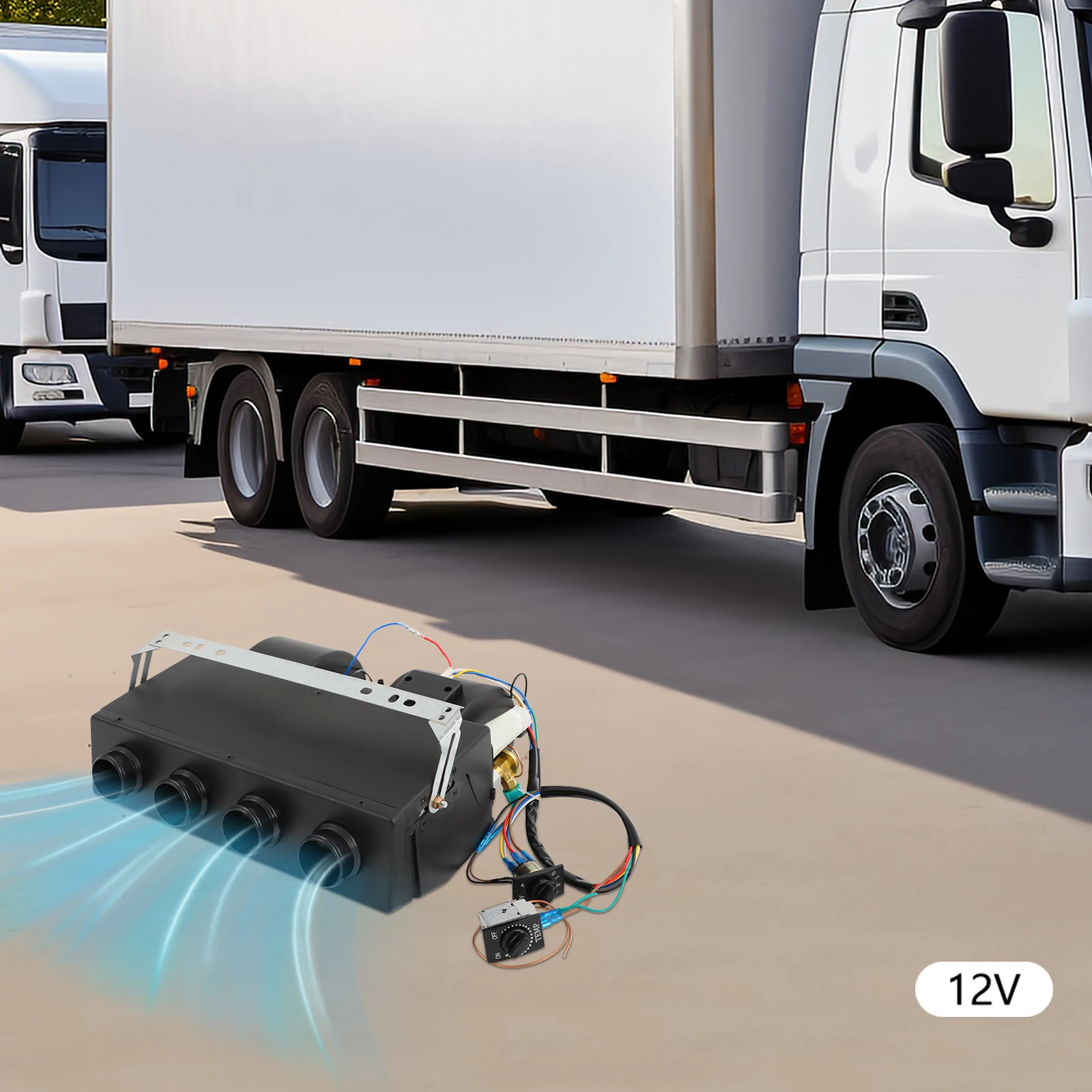 Evaporatore universale per aria condizionata per camion RV - 4 prese d'aria Raffreddamento a 3 velocità per il comfort delle cabine di trasporto a lunga distanza