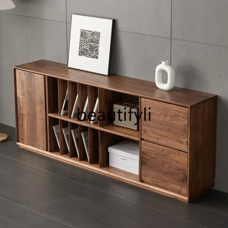 

North American Black Walnut Solid Wood Sideboard Cabinet Bedroom Wall Storage Cabinet Modern Minimalist Drawer Cabinet