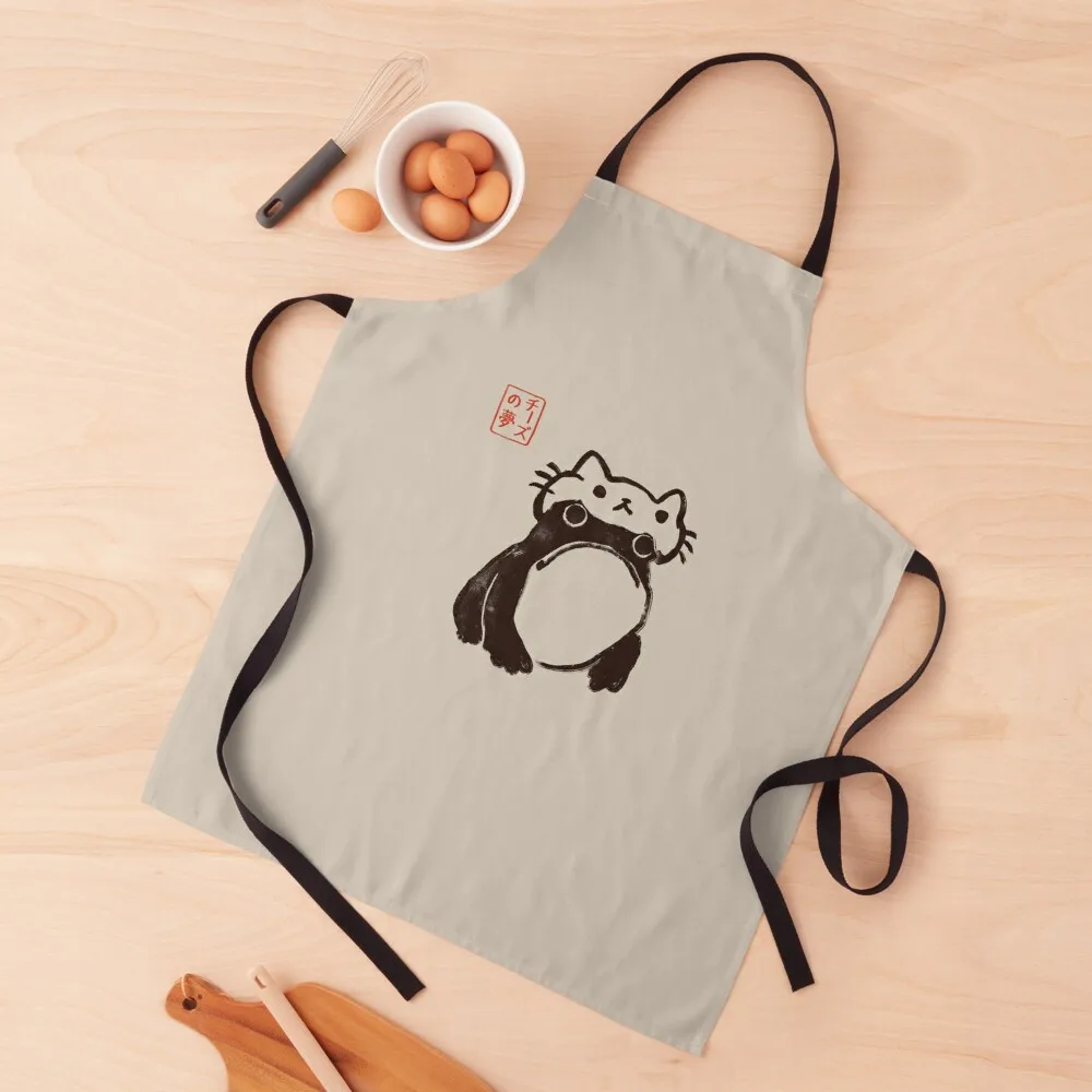 

Frog in a cat hat Apron barber men Christmas gift Kitchen For Men Kitchen Apras For Women Apron