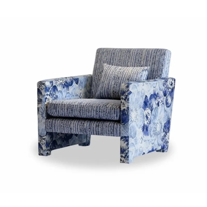 

Flora blue medieval Italian single sofa haute couture modern leisure chair light luxury living room
