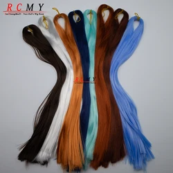 Laranja leite seda peruca bjd boneca cabelo amarelo azul roxo artesanal crochê material de transplante de cabelo para cabelo de boneca sd