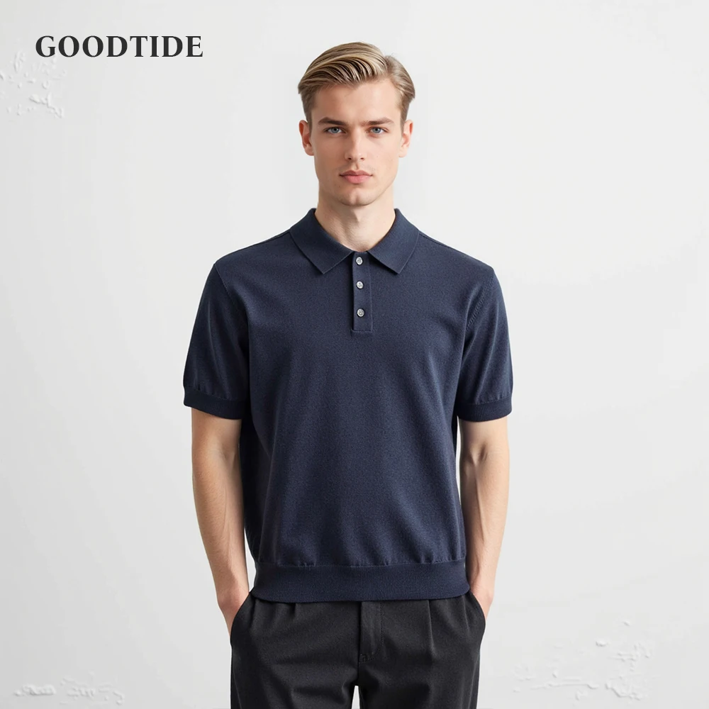 Fashion Retro Men's Polo Shirt Summer Lapel Slim Fit Solid Color Short Sleeve T-shirt Business Casual Office Luxury Brand Tops