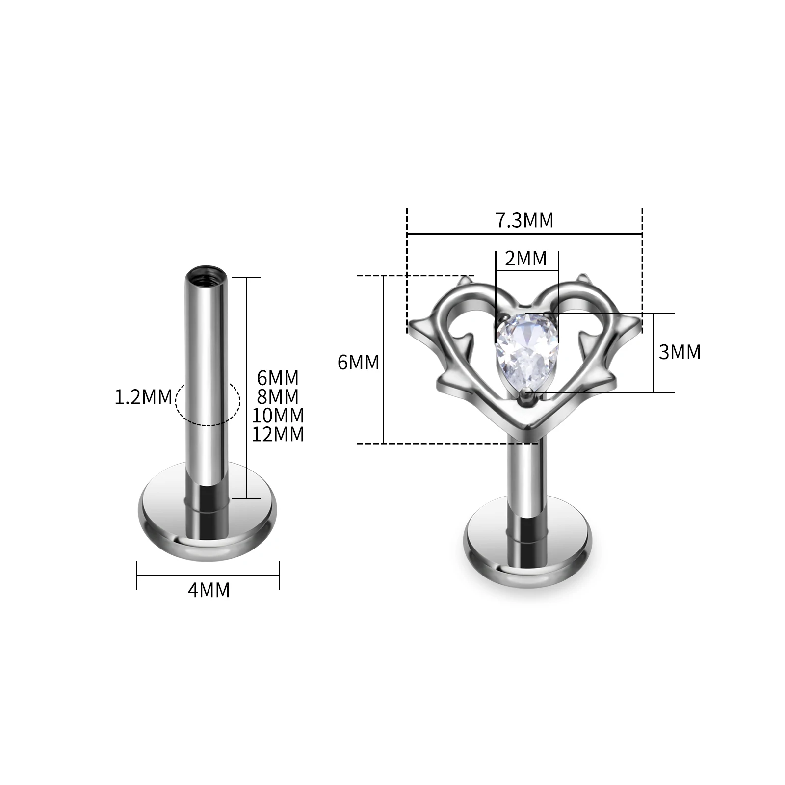 Asm f136 titânio zircão pavimentado superior labret lábio parafuso prisioneiro orelha cartilagem tragus helix piercing orelha studs confortável corpo jóias atacado