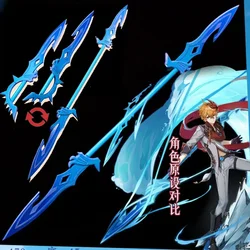Game Genshin Impact Tartaglia Weapon Cosplay Prop Switchable Weapon Form Double Edged Knife PVC Wooden Spear Weapon Party Props