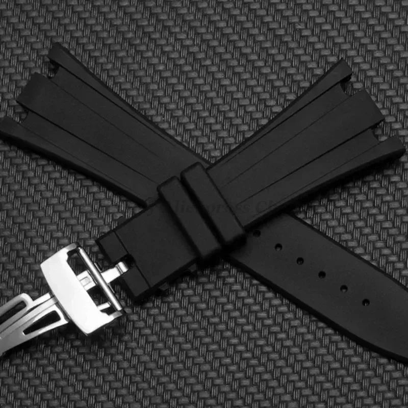 Rubber Watch Strap 26mm 27mm Watchband For AP 15202 15500 15703 26470SO Royal Oak Offshore Black Men\'s Sports Wristband Withtool