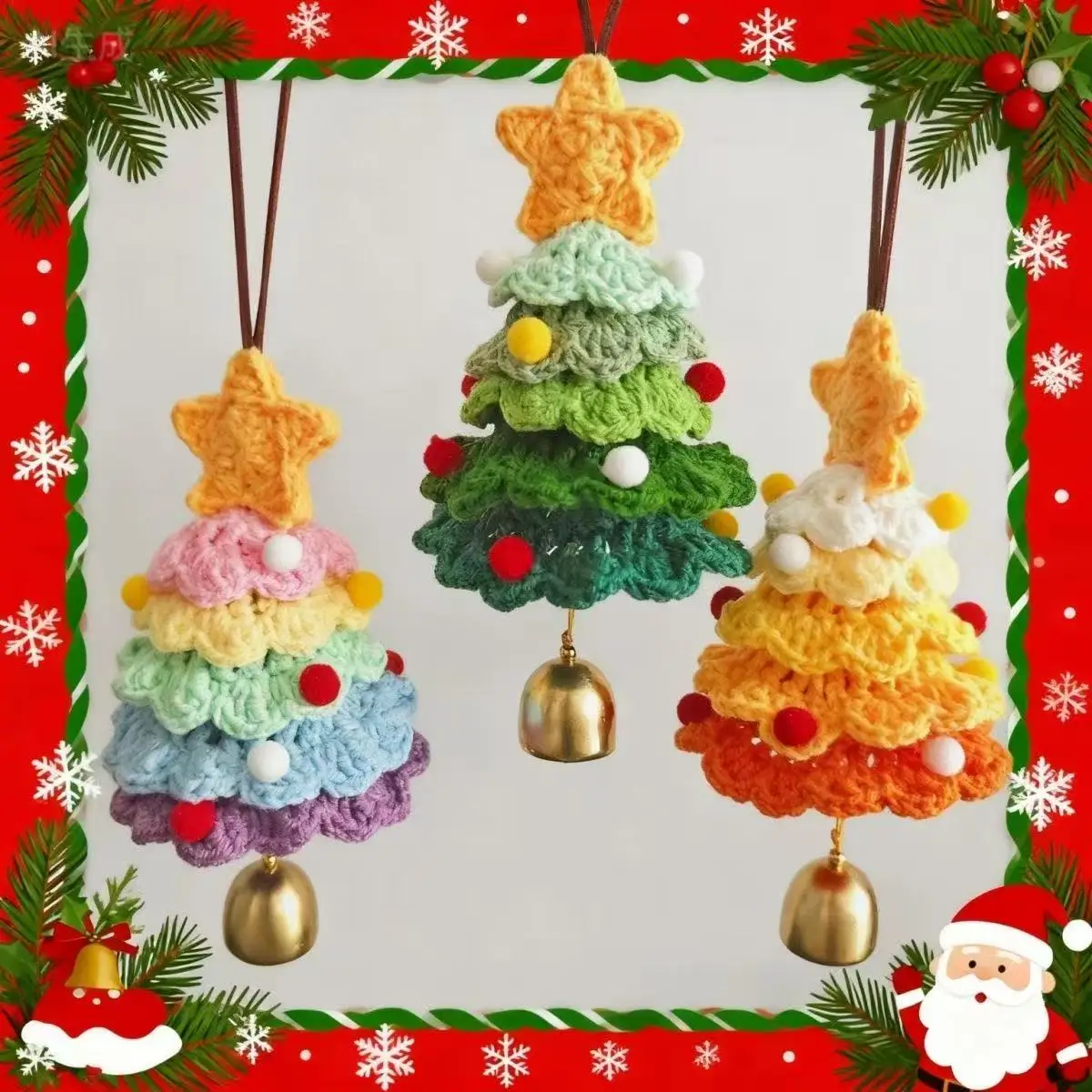 

Christmas Tree Car Pendant Decoration Handmade Yarn Hook Weaving Indoor Scene Decoration Gift
