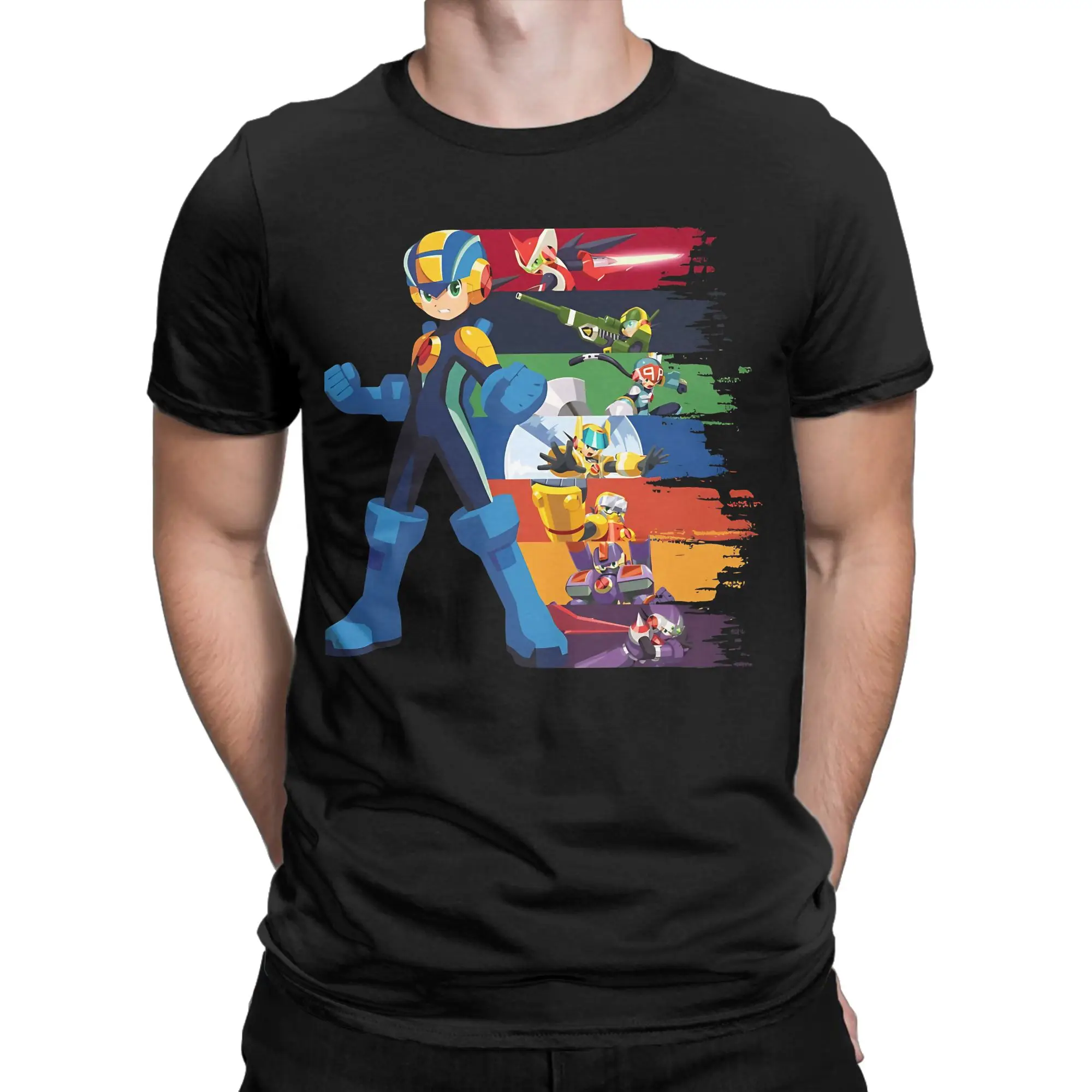 X  Funny 100% Cotton T-Shirt Megaman Tops Tees For Men