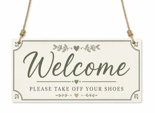 1x Willkommen Bitte Schuhe Ausziehen Metall-Hängeschild/Plakette Geschenk cpt117 -- Blechschild