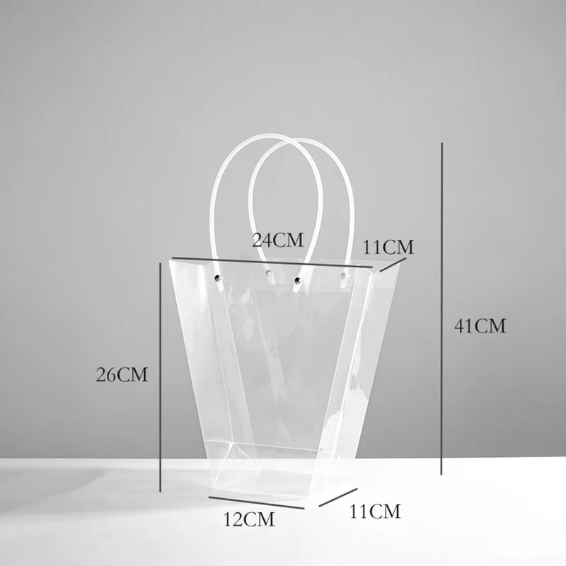 Portable Transparent Bags Beach Shopping Handbag Reusable Gift Bags With Handle Portable Gift Container Women Shopping Bag