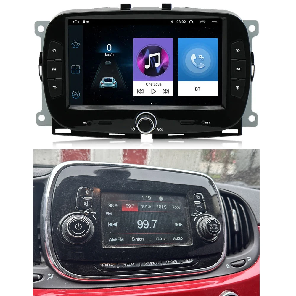 Android 7″ car radio with wireless Carpaly  GPS Navigation for Fiat 500 312 2013/12-2023/12 68229025AA 68228927AA 68225282AA