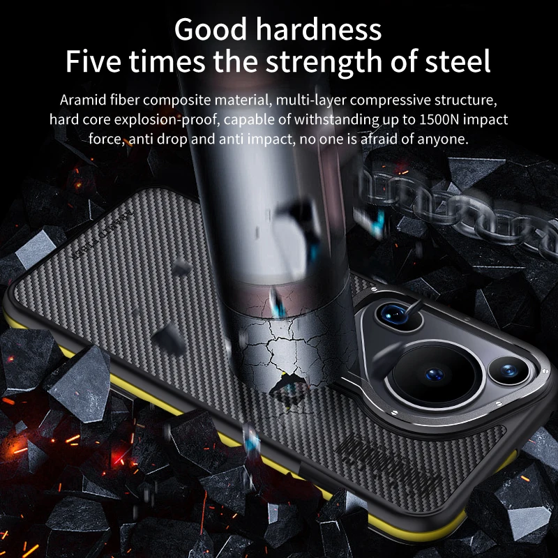 Kevlar Carbon Fiber Aramid Phone Case for Huawei Pura 70 Ultra Plus Pura70 Pro+ Magnetic Wireless Charging Shockproof Back Cover