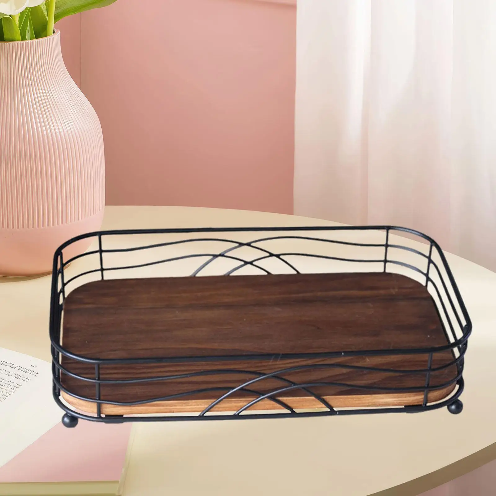 رف تخزين سطح المكتب ريفي متعدد الاستخدامات حامل المناشف الورقية صينية تخزين سطح المكتب للمطبخ والمطعم وغرفة الطعام والمنزل