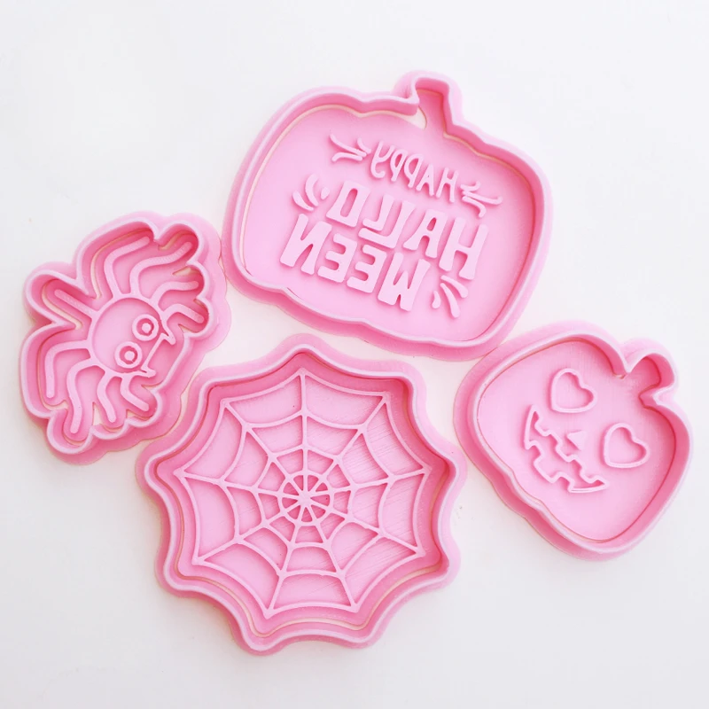 New Halloween Vampire Zombie Cookie Cutters Spooky Spider Pumpkin Ghost Fondant Stamp Mold Happy Halloween Cake Decoration Tools