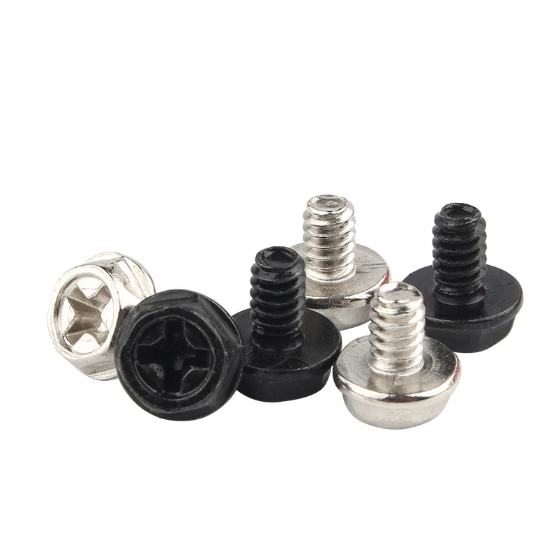 100PCS Toothed Hex Mounting Screws 6#5 6 8mm for PC Case Hard Drive Motherboard CD-ROM Hard Disk - Computer Hardware Fasteners