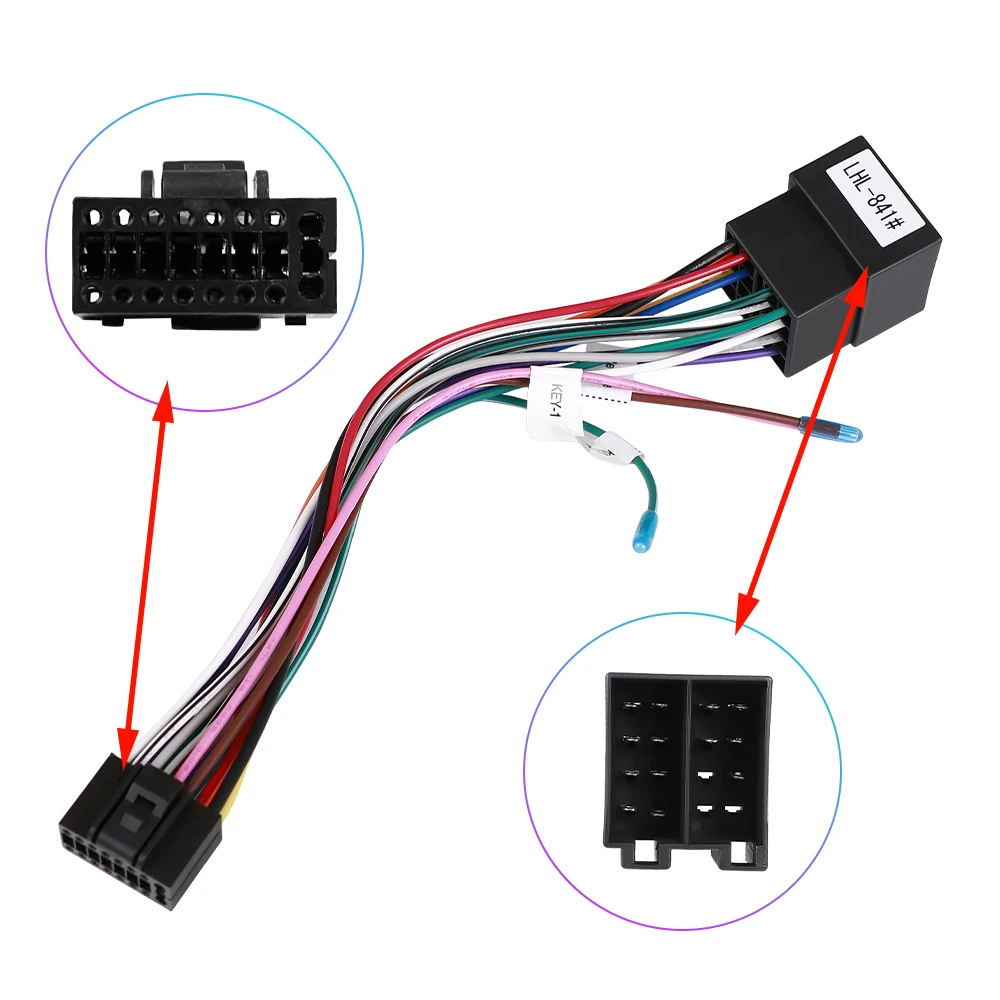 16 Pin to ISO Cable Adapter 16P Plug ISO Connector Wiring Harness Universal Accessory Wire For 2 Din Radio Car Android Head Unit