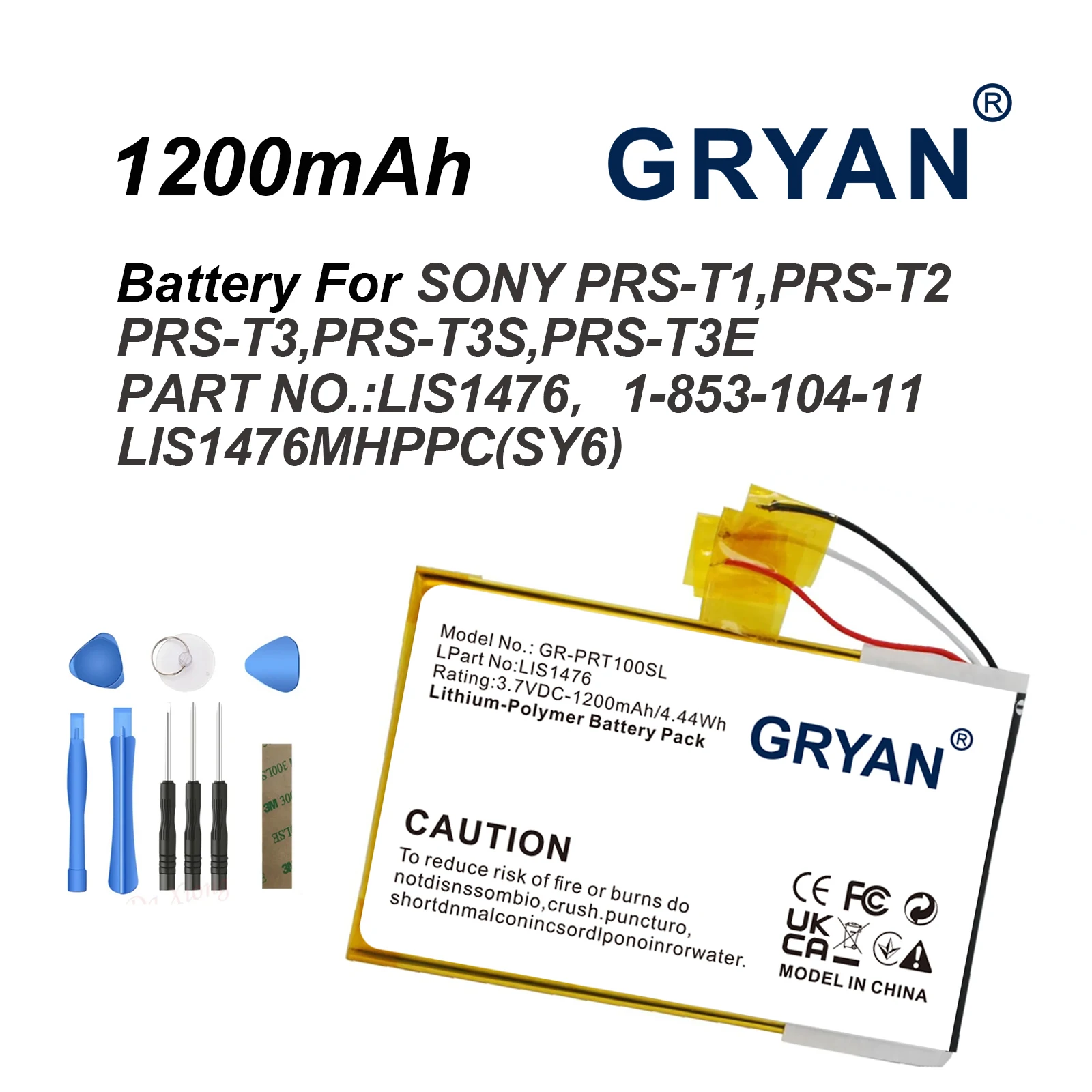 E-book and E-reader Battery 3.7V/1200mAh 1-853-104-11,LIS1476,LIS1476MHPPC(SY6) for Sony PRS-T1 PRS-T2,PRS-T3,PRS-T3E,PRS-T3S