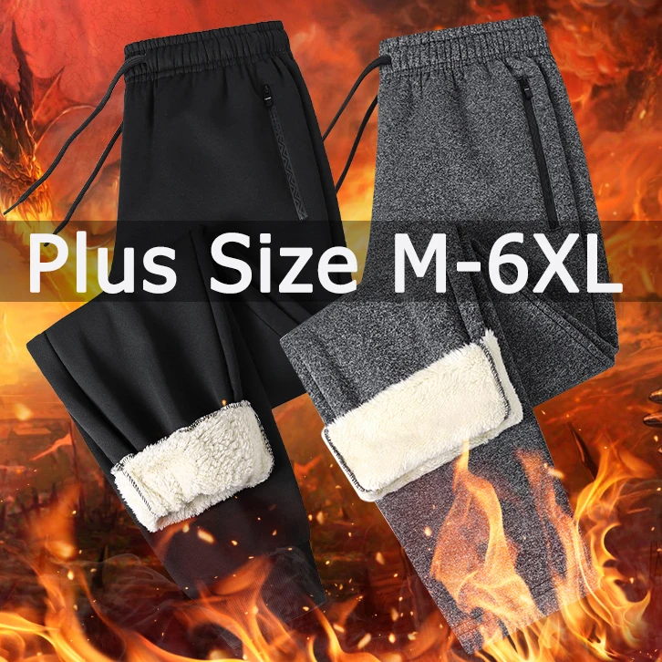 

Men Winter Pants Cotton Long Trousers Plus Size 3XL 4XL 5XL 6XL Thickened Warm Pants Large Size Men Outdoor Windproof Clothing