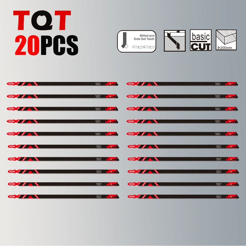 10 Zoll 6Tpi lange Stichsägeblätter für Holz, 5/10/20er-Pack T225B Säbelsägeblätter, professionelle Holzbearbeitungsblätter für schnelles Schneiden