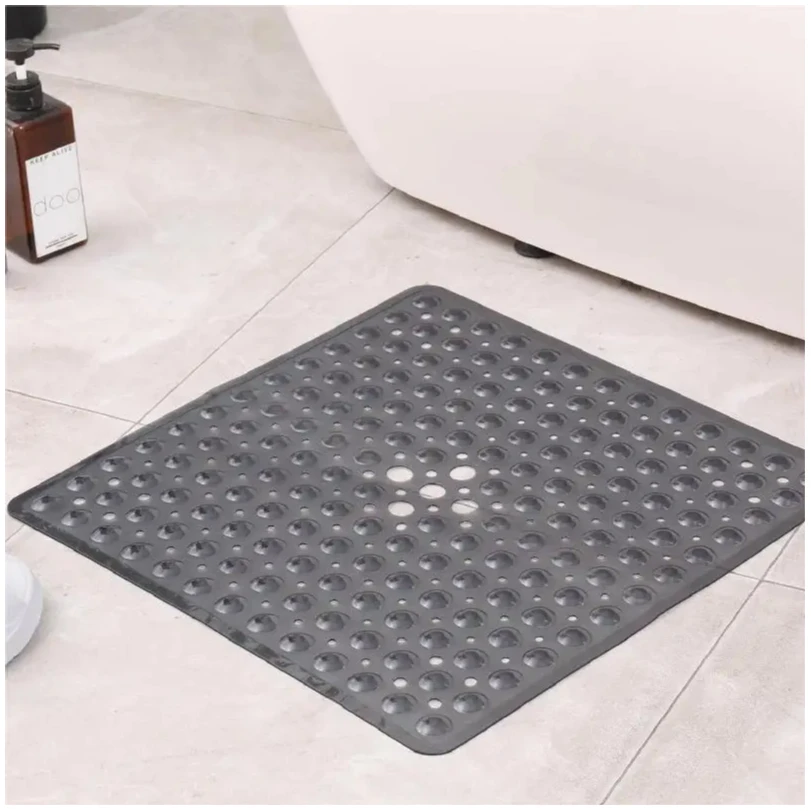 

Square bath mat, non-slip bath mat with Suction Cup, bath mat, drain hole, machine washable