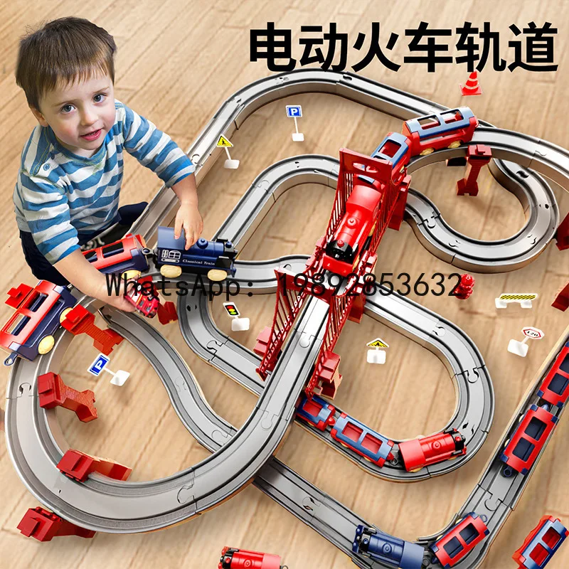 Tren eléctrico de alta velocidad con modelo de montaje de vía, coche de juguete de simulación