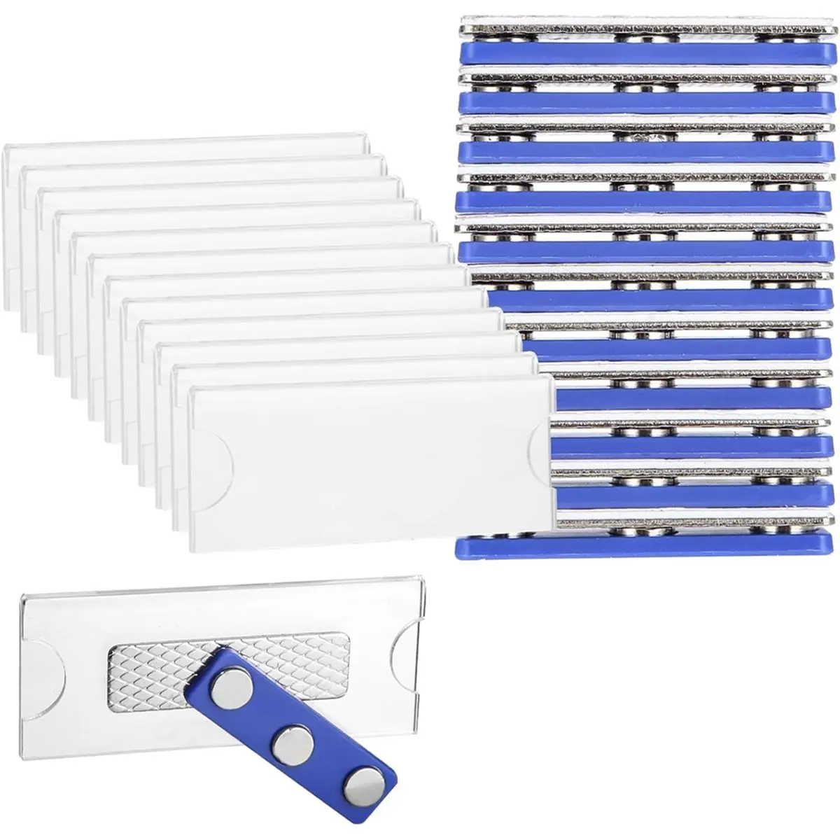 HITL 12pack Name Badges Magnet, 75 X 30mm, Name Plate for Clothing ID Holder with 3-Point Self-Adhesive Magnets
