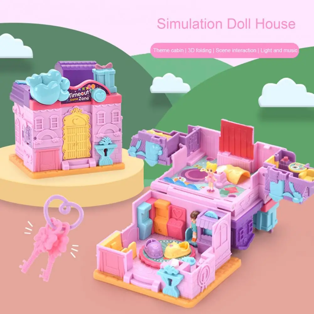 Simulation Doll House Music And Light 3D Folding Early Education Entertainment Scene Interaction Children Gift Toy Baby Products